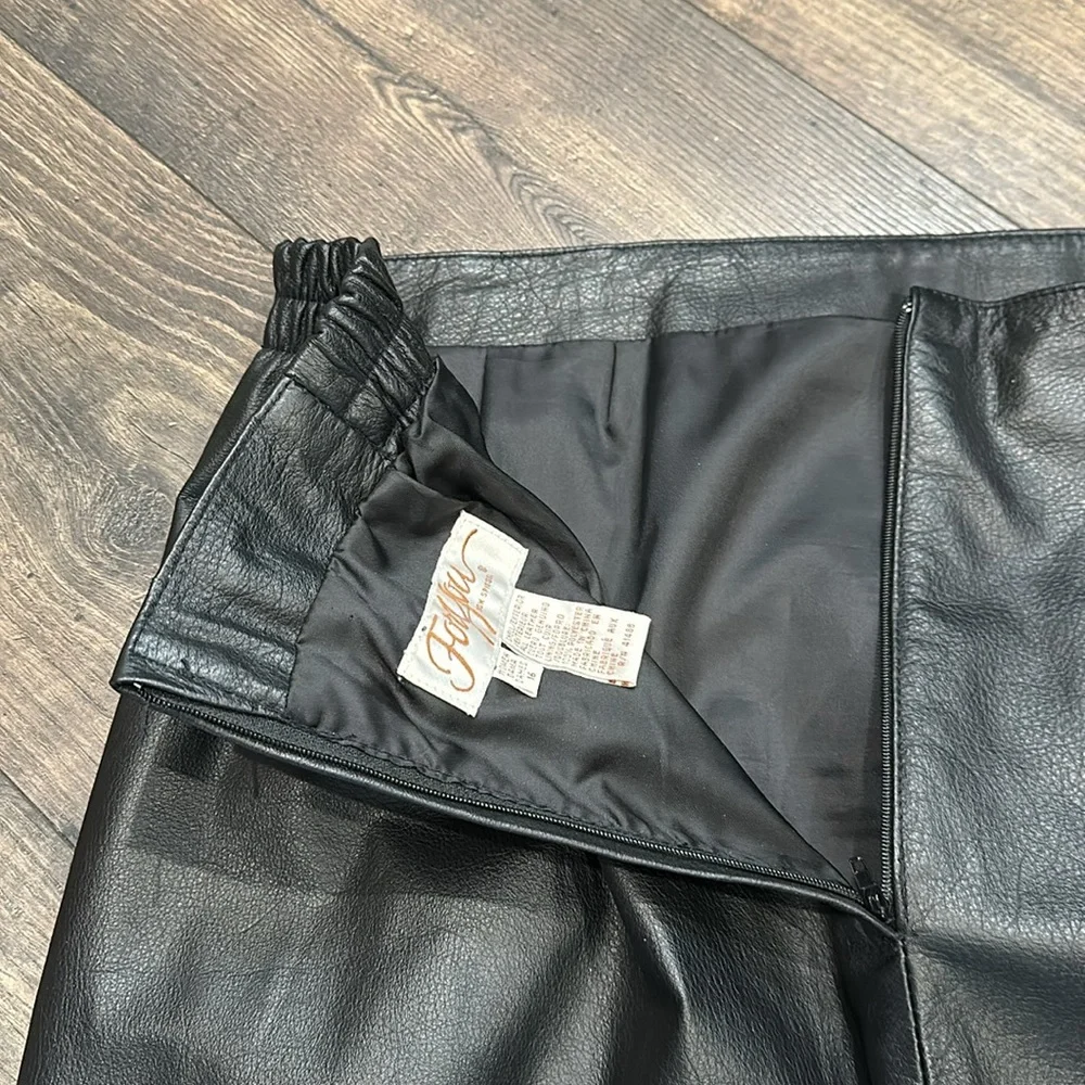 VINTAGE For You From Spiegel Long Black Leather Skirt Size 16 - Picture 5 of 8